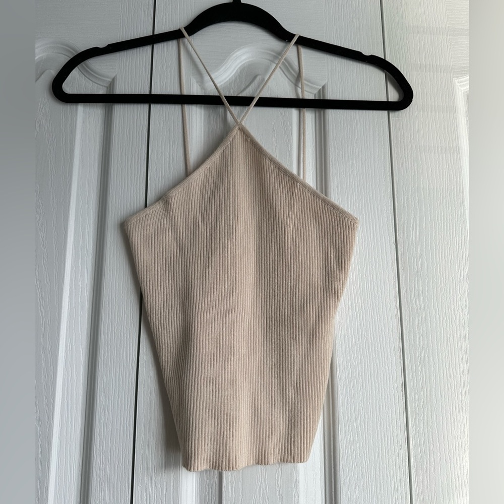 Vici halter neck ribbed tank top size medium